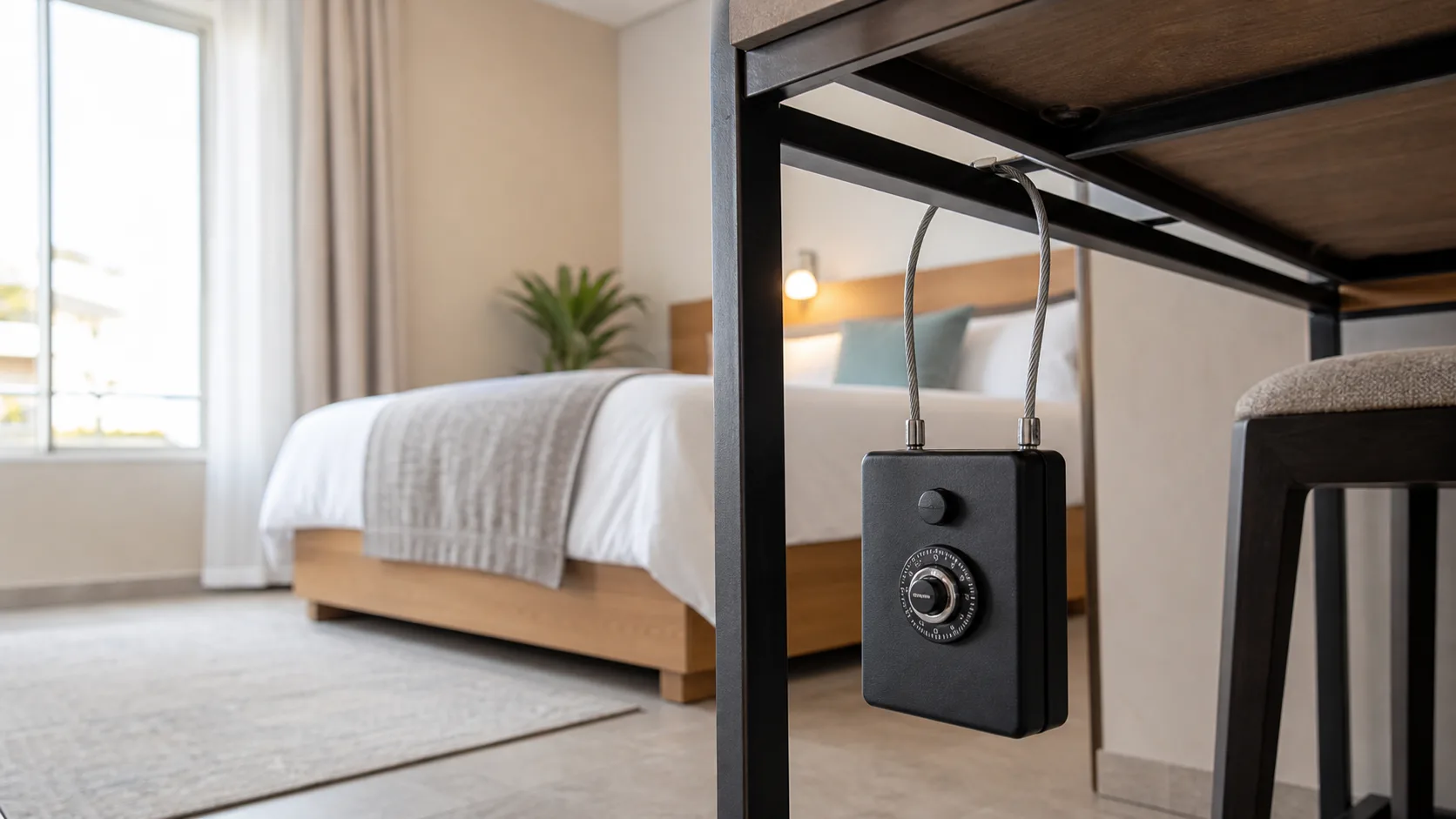 Portable personal safe for organizing small travel essentials